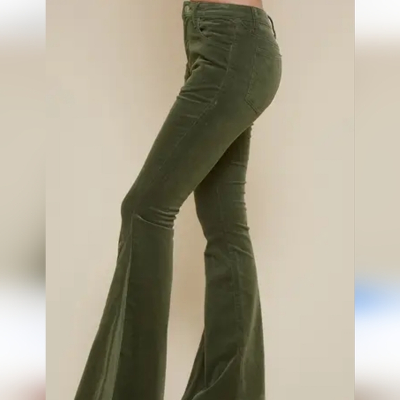 Saints and Hearts extreme flare bell bottom corduroy pants green 2X - Picture 6 of 10